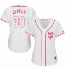 Womens Majestic San Francisco Giants 30 Orlando Cepeda Authentic White Fashion Cool Base MLB Jersey