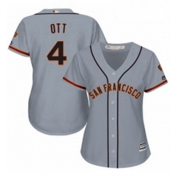 Womens Majestic San Francisco Giants 4 Mel Ott Replica Grey Road Cool Base MLB Jersey