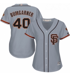 Womens Majestic San Francisco Giants 40 Madison Bumgarner Replica Grey Road 2 Cool Base MLB Jersey