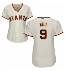 Womens Majestic San Francisco Giants 9 Brandon Belt Authentic Cream Home Cool Base MLB Jersey