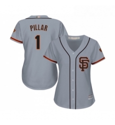 Womens San Francisco Giants 1 Kevin Pillar Replica Grey Road 2 Cool Base Baseball Jersey 