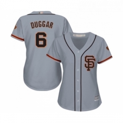 Womens San Francisco Giants 6 Steven Duggar Replica Grey Road 2 Cool Base Baseball Jersey 