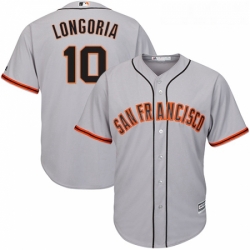 Youth Majestic San Francisco Giants 10 Evan Longoria Replica Grey Road Cool Base MLB Jersey 