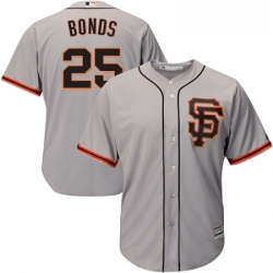 Youth Majestic San Francisco Giants 25 Barry Bonds Authentic Grey Road 2 Cool Base MLB Jersey