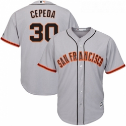 Youth Majestic San Francisco Giants 30 Orlando Cepeda Replica Grey Road Cool Base MLB Jersey