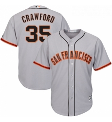 Youth Majestic San Francisco Giants 35 Brandon Crawford Replica Grey Road Cool Base MLB Jersey