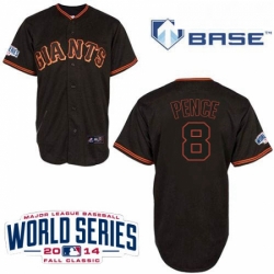 Youth Majestic San Francisco Giants 8 Hunter Pence Replica Black Cool Base 2014 World Series Patch MLB Jersey