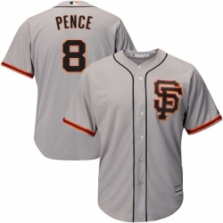 Youth Majestic San Francisco Giants 8 Hunter Pence Replica Grey Road 2 Cool Base MLB Jersey