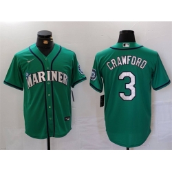 Men Seattle Mariners 3 J P  Crawford Aqua Cool Base Stitched Jersey