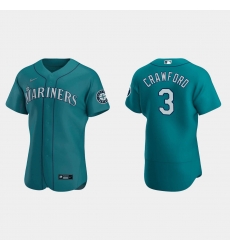 Men Seattle Mariners 3 J P  Crawford Aqua Flex Base Stitched Jersey