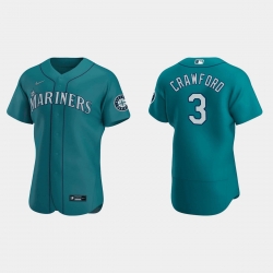 Men Seattle Mariners 3 J P  Crawford Aqua Flex Base Stitched Jersey