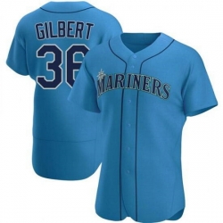 Men Seattle Mariners 36 Logan Gilbert Royal Flex Base Stitched Jersey