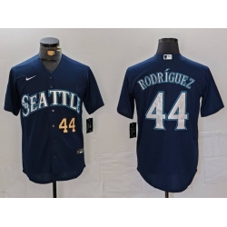 Men Seattle Mariners 44 Julio Rodr EDguez Navy Cool Base Stitched Jersey 1