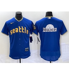 Men Seattle Mariners Royal Team Big Logo 2023 City Connect Flex Base Stitched Jersey