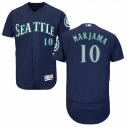 Mens Majestic Seattle Mariners 10 Mike Marjama Navy Blue Alternate Flex Base Authentic Collection MLB Jersey