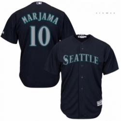 Mens Majestic Seattle Mariners 10 Mike Marjama Replica Navy Blue Alternate 2 Cool Base MLB Jersey 