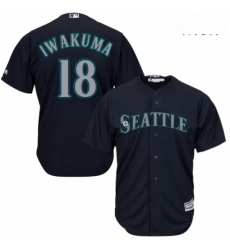 Mens Majestic Seattle Mariners 18 Hisashi Iwakuma Replica Navy Blue Alternate 2 Cool Base MLB Jersey