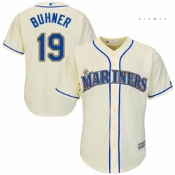 Mens Majestic Seattle Mariners 19 Jay Buhner Replica Cream Alternate Cool Base MLB Jersey 