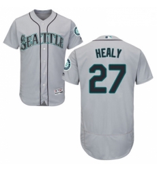 Mens Majestic Seattle Mariners 27 Ryon Healy Grey Road Flex Base Authentic Collection MLB Jersey