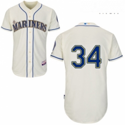 Mens Majestic Seattle Mariners 34 Felix Hernandez Replica Cream Alternate Cool Base MLB Jersey