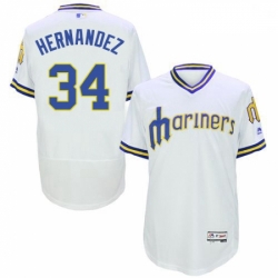 Mens Majestic Seattle Mariners 34 Felix Hernandez White Flexbase Authentic Collection Cooperstown MLB Jersey