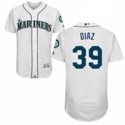 Mens Majestic Seattle Mariners 39 Edwin Diaz White Home Flex Base Authentic Collection MLB Jersey