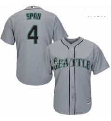 Mens Majestic Seattle Mariners 4 Denard Span Replica Grey Road Cool Base MLB Jersey 