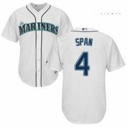 Mens Majestic Seattle Mariners 4 Denard Span Replica White Home Cool Base MLB Jersey 