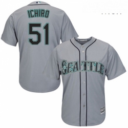 Mens Majestic Seattle Mariners 51 Ichiro Suzuki Replica Grey Road Cool Base MLB Jersey