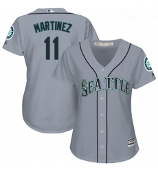 Mariners #11 Edgar Martinez Grey Road Women Stitched Baseball Jersey