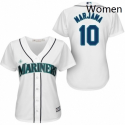 Womens Majestic Seattle Mariners 10 Mike Marjama Authentic White Home Cool Base MLB Jersey 