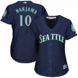 Womens Majestic Seattle Mariners 10 Mike Marjama Replica Navy Blue Alternate 2 Cool Base MLB Jersey 