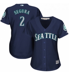 Womens Majestic Seattle Mariners 2 Jean Segura Authentic Navy Blue Alternate 2 Cool Base MLB Jersey