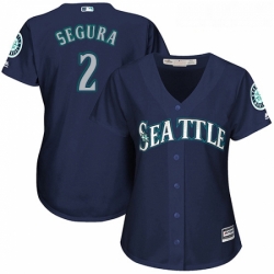 Womens Majestic Seattle Mariners 2 Jean Segura Replica Navy Blue Alternate 2 Cool Base MLB Jersey