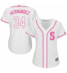 Womens Majestic Seattle Mariners 34 Felix Hernandez Authentic White Fashion Cool Base MLB Jersey