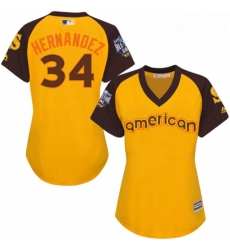 Womens Majestic Seattle Mariners 34 Felix Hernandez Authentic Yellow 2016 All Star American League BP Cool Base MLB Jersey