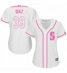 Womens Majestic Seattle Mariners 39 Edwin Diaz Replica White Fashion Cool Base MLB Jersey 