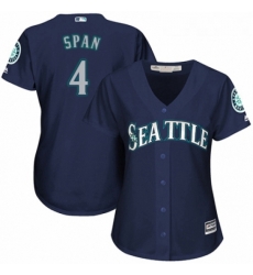 Womens Majestic Seattle Mariners 4 Denard Span Authentic Navy Blue Alternate 2 Cool Base MLB Jersey 