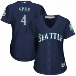 Womens Majestic Seattle Mariners 4 Denard Span Authentic Navy Blue Alternate 2 Cool Base MLB Jersey 