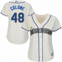 Womens Majestic Seattle Mariners 48 Alex Colome Authentic Cream Alternate Cool Base MLB Jersey 