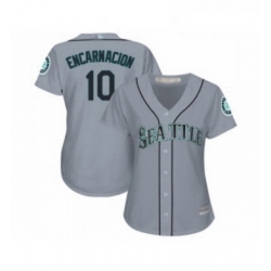 Womens Seattle Mariners 10 Edwin Encarnacion Replica Grey Road Cool Base Baseball Jersey 