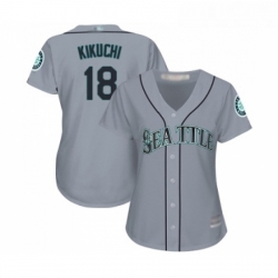 Womens Seattle Mariners 18 Yusei Kikuchi Replica Grey Road Cool Base Baseball Jersey 