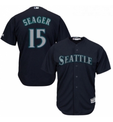 Youth Majestic Seattle Mariners 15 Kyle Seager Authentic Navy Blue Alternate 2 Cool Base MLB Jersey