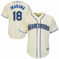 Youth Majestic Seattle Mariners 18 Hisashi Iwakuma Replica Cream Alternate Cool Base MLB Jersey