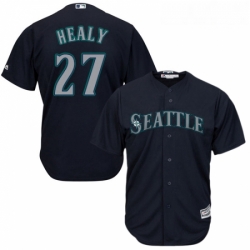 Youth Majestic Seattle Mariners 27 Ryon Healy Authentic Navy Blue Alternate 2 Cool Base MLB Jersey 