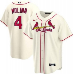 Cardinals 4 Yadier Molina Cream 2020 Nike Cool Base Jersey