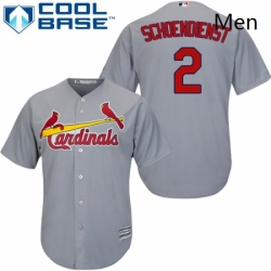 Mens Majestic St Louis Cardinals 2 Red Schoendienst Replica Grey Road Cool Base MLB Jersey