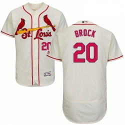 Mens Majestic St Louis Cardinals 20 Lou Brock Cream Alternate Flex Base Authentic Collection MLB Jersey