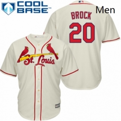 Mens Majestic St Louis Cardinals 20 Lou Brock Replica Cream Alternate Cool Base MLB Jersey