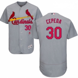 Mens Majestic St Louis Cardinals 30 Orlando Cepeda Grey Road Flex Base Authentic Collection MLB Jersey